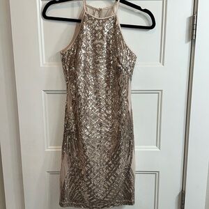 Blush & Silver Sequin Dress